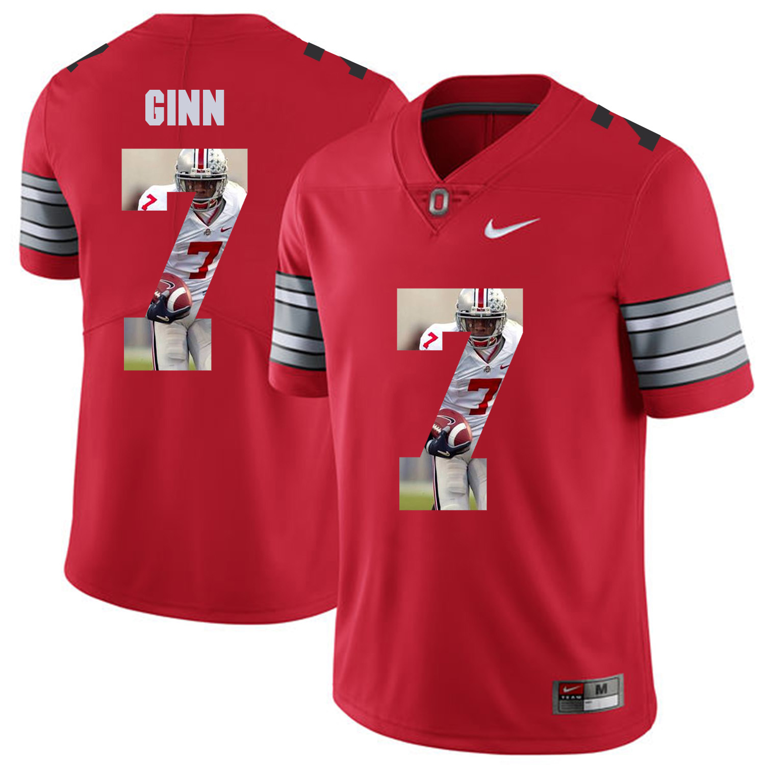 Men Ohio State 7 Ginn Red Fashion Edition Customized NCAA Jerseys